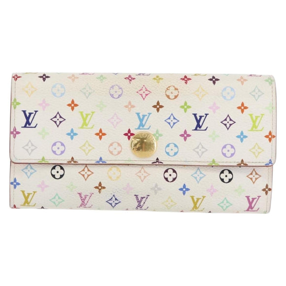 LOUIS VUITTON Multicolor Portefeuille Sarah Wallet White M93532 LV Auth YKZ1484