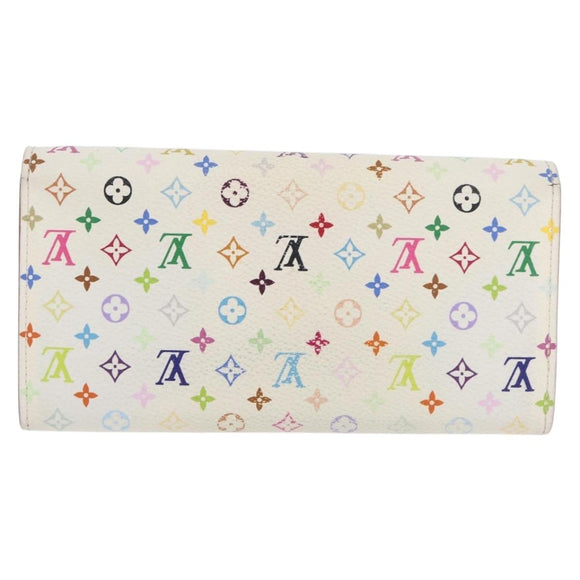 LOUIS VUITTON Multicolor Portefeuille Sarah Wallet White M93532 LV Auth YKZ1484