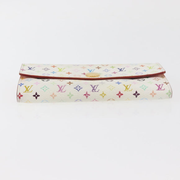 LOUIS VUITTON Multicolor Portefeuille Sarah Wallet White M93532 LV Auth YKZ1484