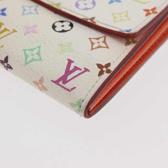 LOUIS VUITTON Multicolor Portefeuille Sarah Wallet White M93532 LV Auth YKZ1484