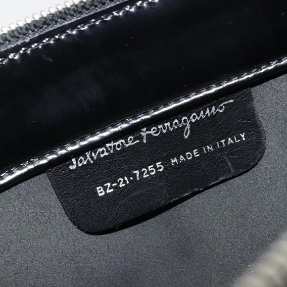 Salvatore Ferragamo Tote Bag Leather Black Silver Auth YKZ1497