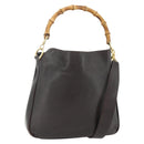 GUCCI Bamboo Hand Bag Leather 2way Brown Gold 001 2123 1638 Auth YKZ1498-1
