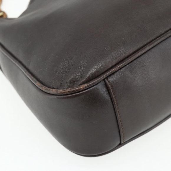 GUCCI Bamboo Hand Bag Leather 2way Brown Gold 001 2123 1638 Auth YKZ1498