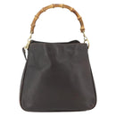 GUCCI Bamboo Hand Bag Leather 2way Brown Gold 001 2123 1638 Auth YKZ1498-2