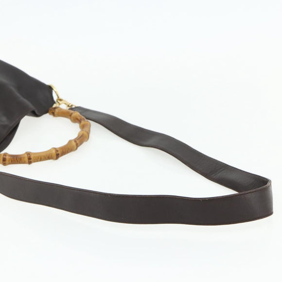 GUCCI Bamboo Hand Bag Leather 2way Brown Gold 001 2123 1638 Auth YKZ1498