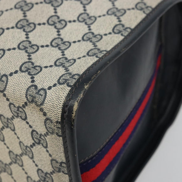 GUCCI GG Supreme Boston Bag PVC Navy Gold Auth YKZ1499