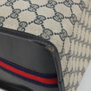 GUCCI GG Supreme Boston Bag PVC Navy Gold Auth YKZ1499-16