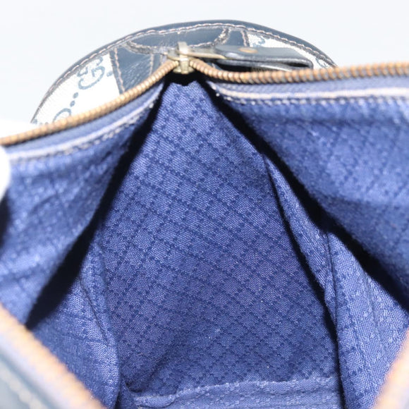 GUCCI GG Supreme Boston Bag PVC Navy Gold Auth YKZ1499