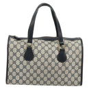 GUCCI GG Supreme Boston Bag PVC Navy Gold Auth YKZ1499-13