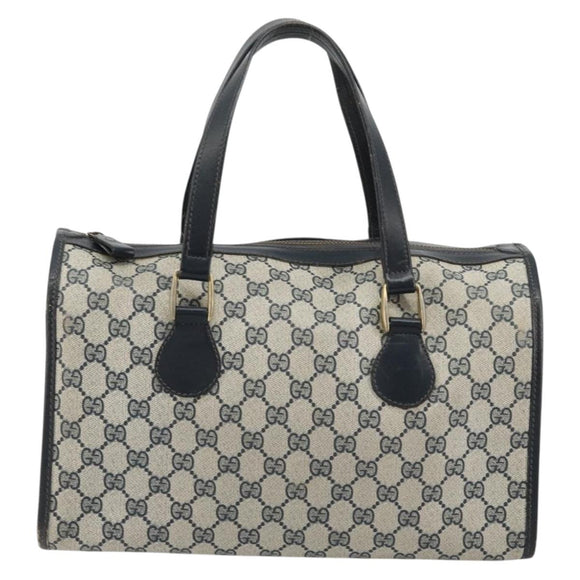 GUCCI GG Supreme Boston Bag PVC Navy Gold Auth YKZ1499