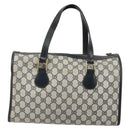 GUCCI GG Supreme Boston Bag PVC Navy Gold Auth YKZ1499-2