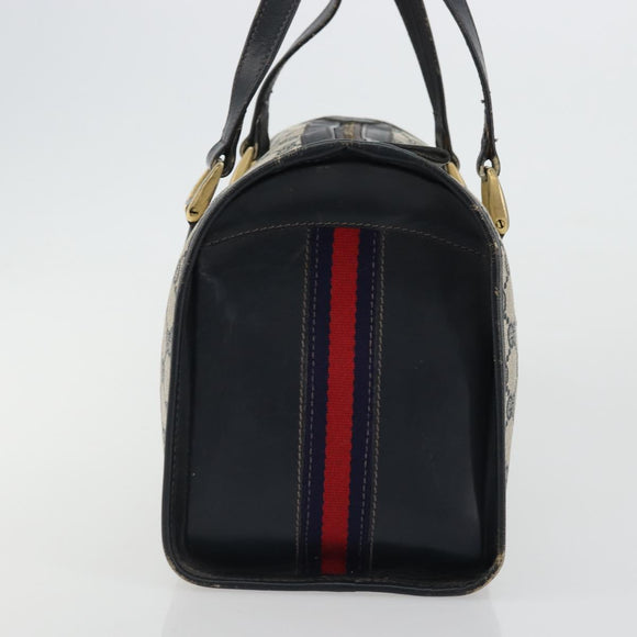 GUCCI GG Supreme Boston Bag PVC Navy Gold Auth YKZ1499