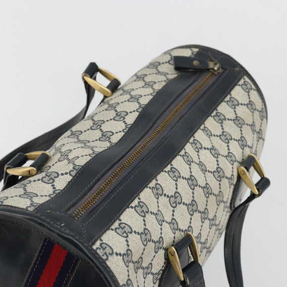 GUCCI GG Supreme Boston Bag PVC Navy Gold Auth YKZ1499