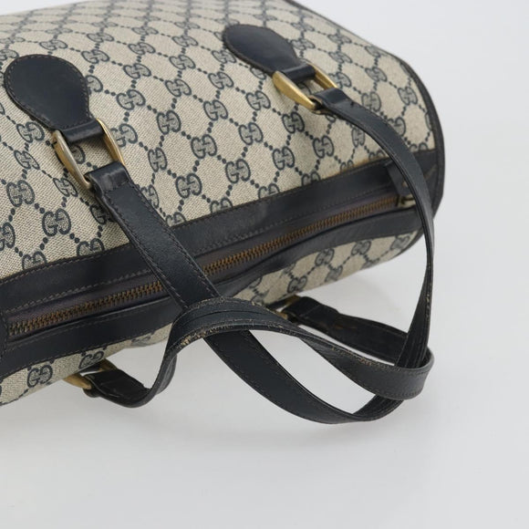 GUCCI GG Supreme Boston Bag PVC Navy Gold Auth YKZ1499