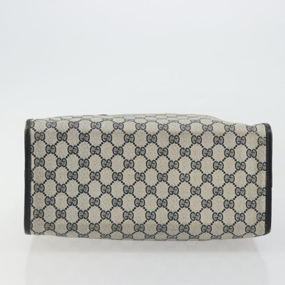 GUCCI GG Supreme Boston Bag PVC Navy Gold Auth YKZ1499
