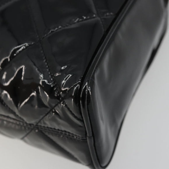 CHANEL Matelasse Chain Shoulder Bag Patent Leather Black Gold CC Auth YKZ1501