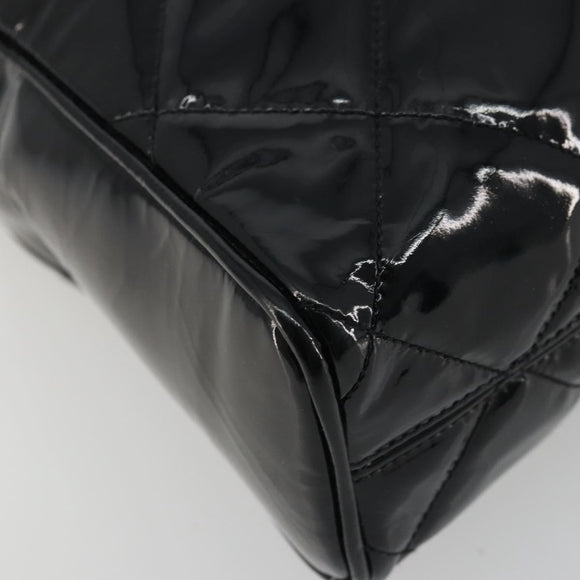 CHANEL Matelasse Chain Shoulder Bag Patent Leather Black Gold CC Auth YKZ1501