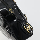 CHANEL Matelasse Chain Shoulder Bag Patent Leather Black Gold CC Auth YKZ1501-14
