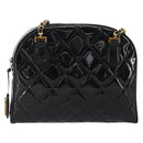 CHANEL Matelasse Chain Shoulder Bag Patent Leather Black Gold CC Auth YKZ1501-2