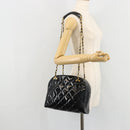 CHANEL Matelasse Chain Shoulder Bag Patent Leather Black Gold CC Auth YKZ1501-22