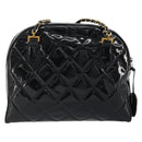 CHANEL Matelasse Chain Shoulder Bag Patent Leather Black Gold CC Auth YKZ1501-3