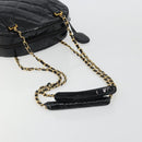 CHANEL Matelasse Chain Shoulder Bag Patent Leather Black Gold CC Auth YKZ1501-7