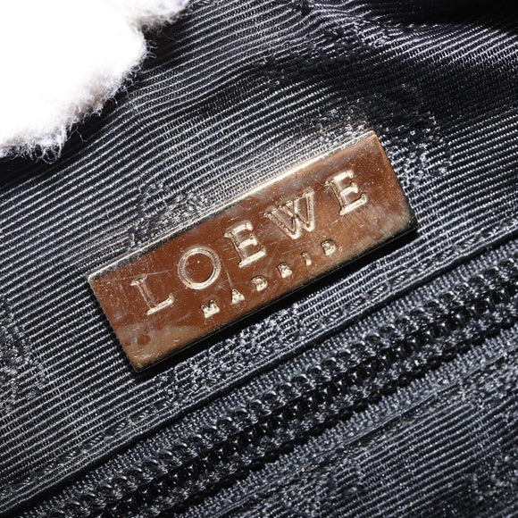 LOEWE Anagram Hand Bag Leather Brown Gold Auth YKZ151