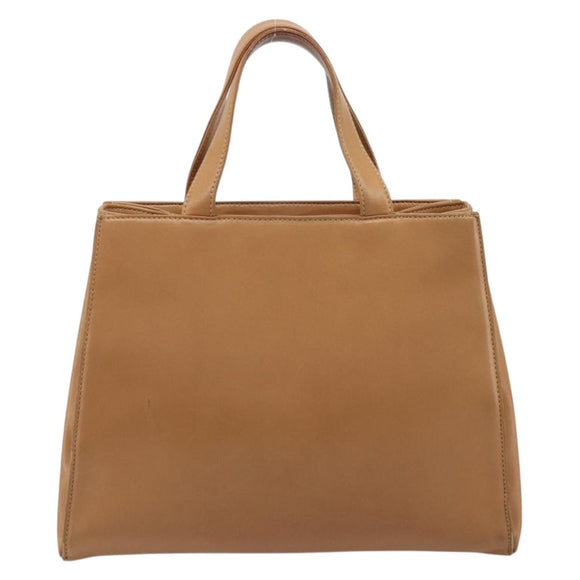LOEWE Anagram Hand Bag Leather Brown Gold Auth YKZ151