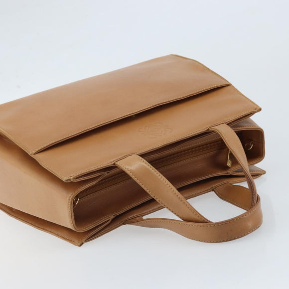 LOEWE Anagram Hand Bag Leather Brown Gold Auth YKZ151