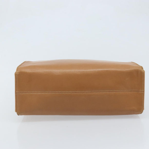 LOEWE Anagram Hand Bag Leather Brown Gold Auth YKZ151