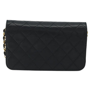 CHANEL Matelasse Chain Shoulder Bag Lamb Skin Black Gold CC Auth YKZ1510 - 0