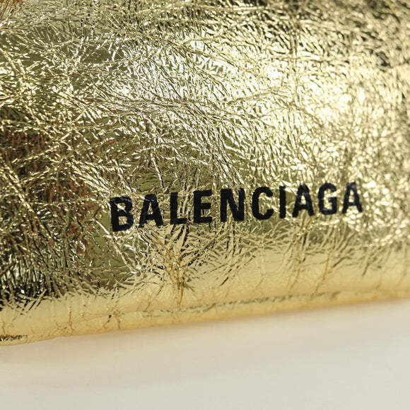 BALENCIAGA Cloud Coin Schultertasche Leder Gold 618915 Auth YKZ1511A