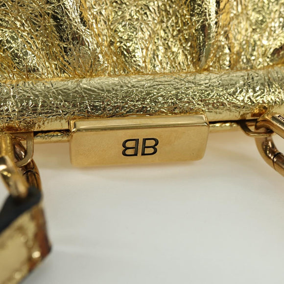 BALENCIAGA Cloud Coin Schultertasche Leder Gold 618915 Auth YKZ1511A