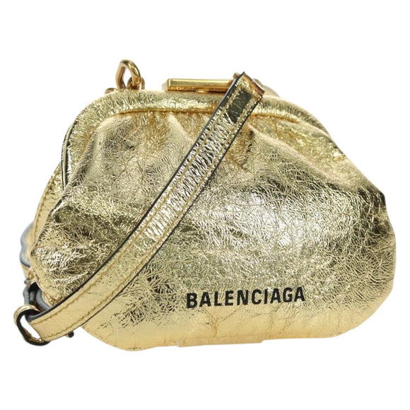 BALENCIAGA Cloud Coin Schultertasche Leder Gold 618915 Auth YKZ1511A