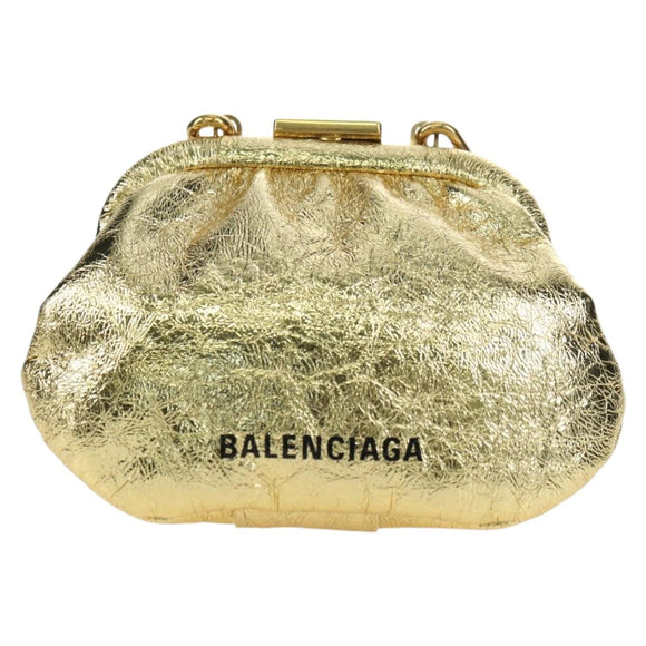 BALENCIAGA Cloud Coin Schultertasche Leder Gold 618915 Auth YKZ1511A