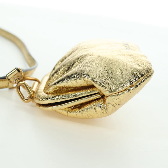 BALENCIAGA Cloud Coin Schultertasche Leder Gold 618915 Auth YKZ1511A