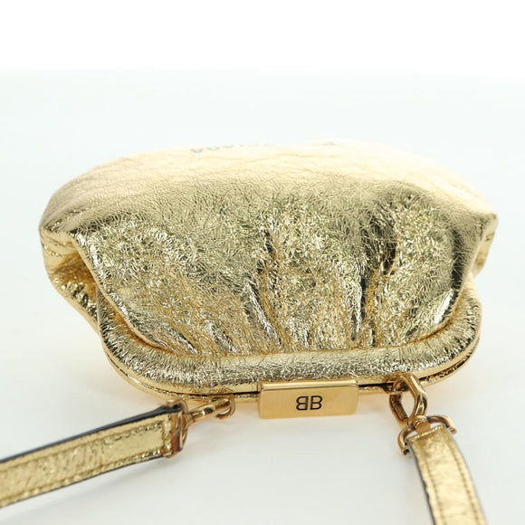 BALENCIAGA Cloud Coin Schultertasche Leder Gold 618915 Auth YKZ1511A