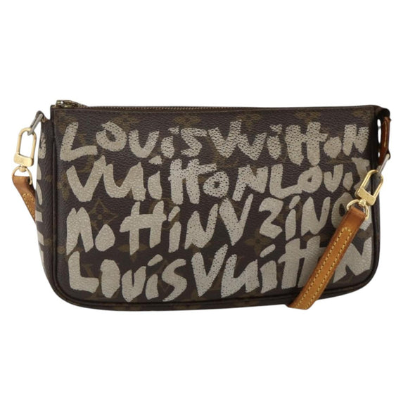 LOUIS VUITTON Monogram Graffiti Pochette Pouch White M92192 LV Auth YKZ1518A