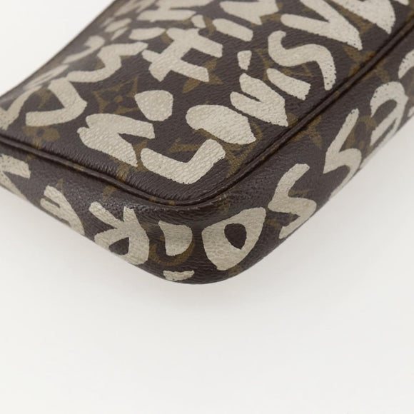 LOUIS VUITTON Monogram Graffiti Pochette Pouch White M92192 LV Auth YKZ1518A