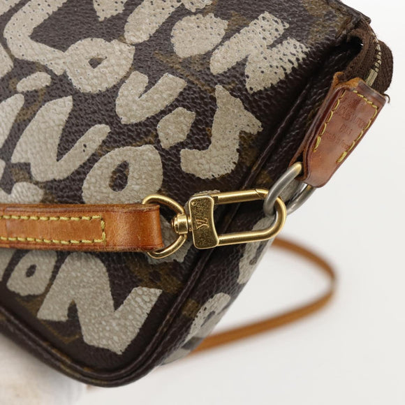 LOUIS VUITTON Monogram Graffiti Pochette Pouch White M92192 LV Auth YKZ1518A