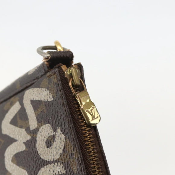 LOUIS VUITTON Monogram Graffiti Pochette Pouch White M92192 LV Auth YKZ1518A