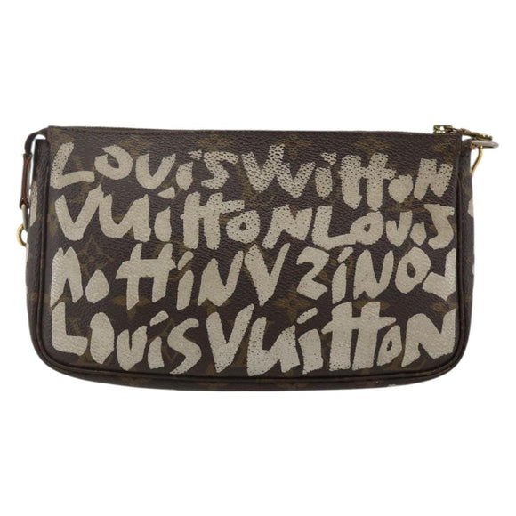 LOUIS VUITTON Monogram Graffiti Pochette Pouch White M92192 LV Auth YKZ1518A