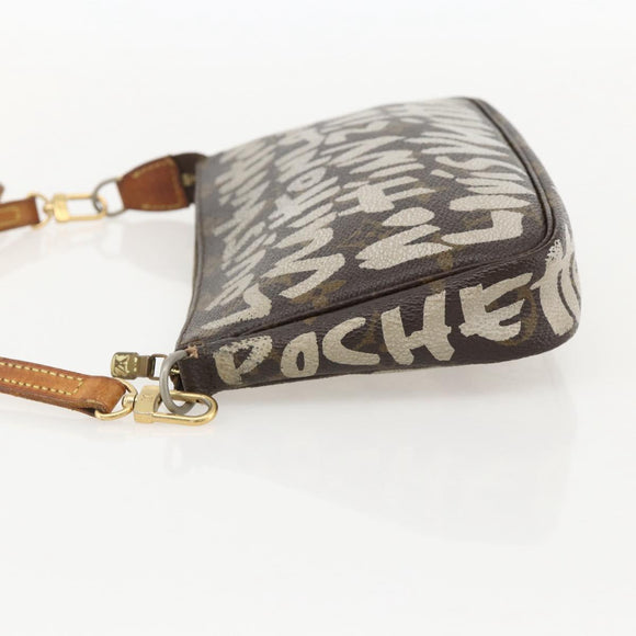 LOUIS VUITTON Monogram Graffiti Pochette Pouch White M92192 LV Auth YKZ1518A