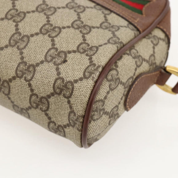 GUCCI GG Supreme Web Sherry Line Bag PVC Beige Gold 001 56 6655 Auth YKZ1519