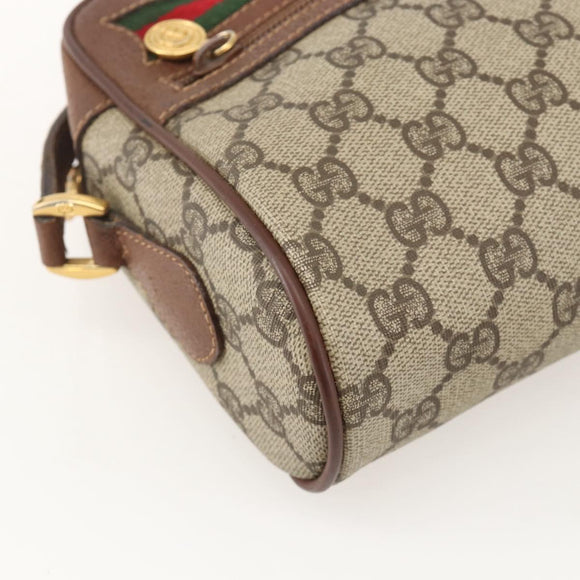 GUCCI GG Supreme Web Sherry Line Bag PVC Beige Gold 001 56 6655 Auth YKZ1519