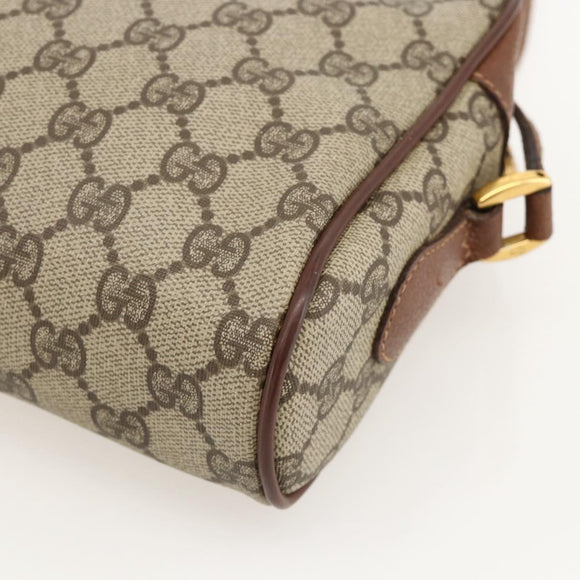GUCCI GG Supreme Web Sherry Line Bag PVC Beige Gold 001 56 6655 Auth YKZ1519
