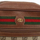 GUCCI GG Supreme Web Sherry Line Bag PVC Beige Gold 001 56 6655 Auth YKZ1519-15