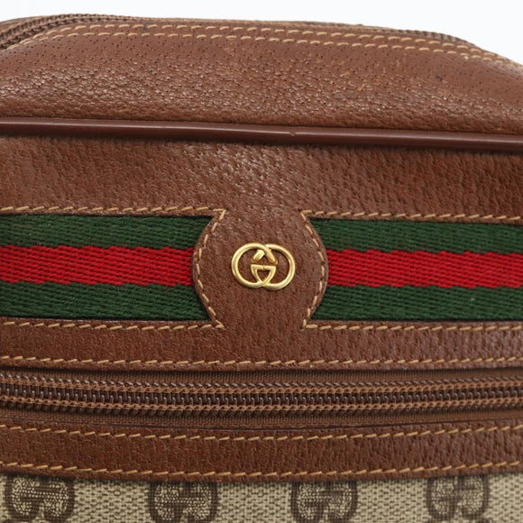 GUCCI GG Supreme Web Sherry Line Bag PVC Beige Gold 001 56 6655 Auth YKZ1519