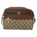 GUCCI GG Supreme Web Sherry Line Bag PVC Beige Gold 001 56 6655 Auth YKZ1519-2