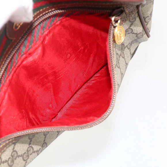 GUCCI GG Supreme Web Sherry Line Bag PVC Beige Gold 001 56 6655 Auth YKZ1519